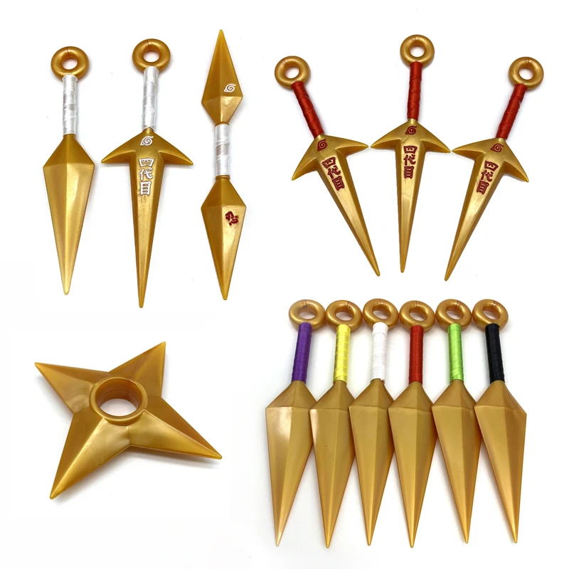Naruto Headband Metal - Naruto Anime Golden Shuriken Kunai Model